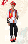 白衣黑裤红马甲民族男演出服