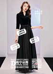黑色立领中式长礼服