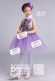 紫色立领金花女童纱裙