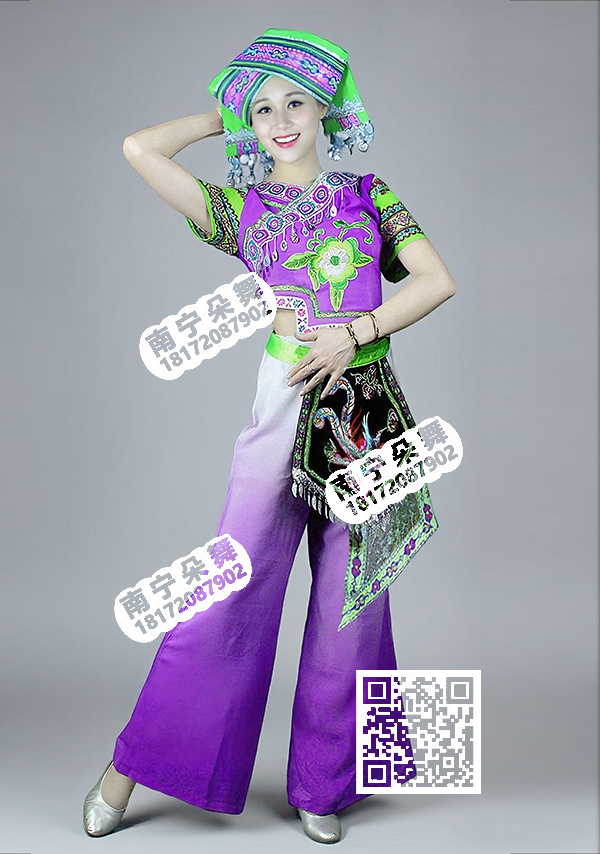 紫绿壮族裤装