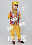 金黄色大红壮族配马甲男童服