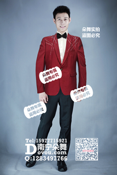 枣红亮钻男西服