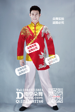 红金白裤男演出服