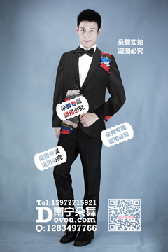 黑色多彩亮片男西服