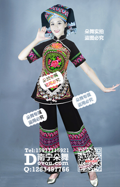黑色花肚兜壮族女裤装