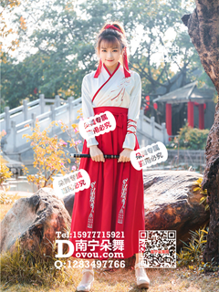 白衣红裙窄袖齐腰汉服