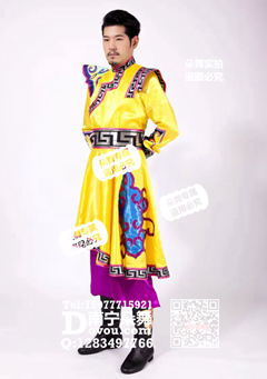 黄衣紫裤单飞肩蒙古男装