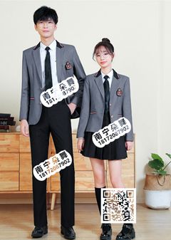 灰色学院风西装男女套装
