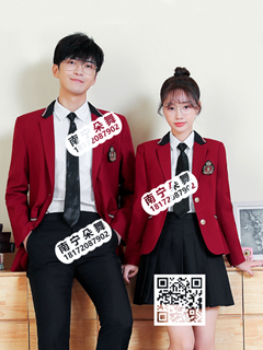 红色学院风西装男女套装