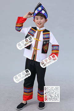 黑白红边马甲壮族男装女童