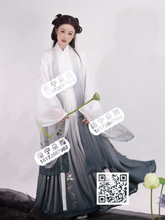 黑白渐变仙鹤大袖汉服女装