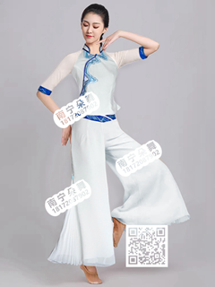 白色碇步桥古典舞裤装