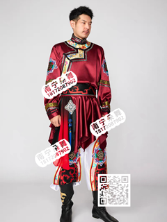 枣红白裤蒙古男装