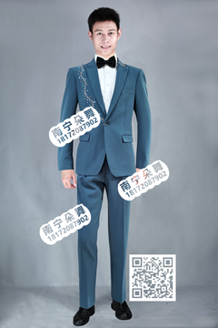 蓝色波浪亮钻男西服