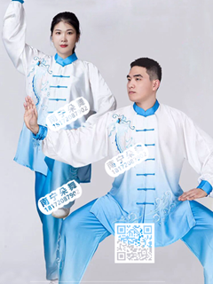 蓝白渐变龙纹太极服