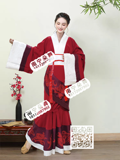 红白鱼尾锦绣汉服