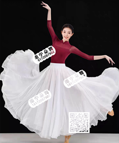 红衣亮钻白裙当代舞大摆裙