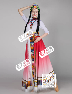 红白过渡中袖藏族大摆裙