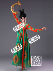 深绿间大红绿叶长袖唐宫夜宴古典