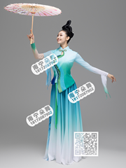 蓝白渐变鱼尾袖水吟古典