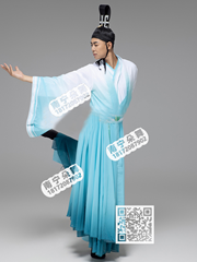 青白渐变飘逸唤渔清歌男装古典