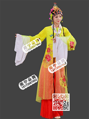 黄红渐变花旦白色水袖百花争妍古典