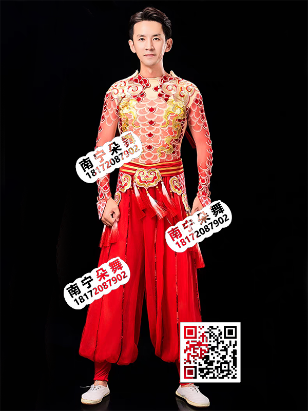 金红龙鳞祥云衣绑脚红裤男