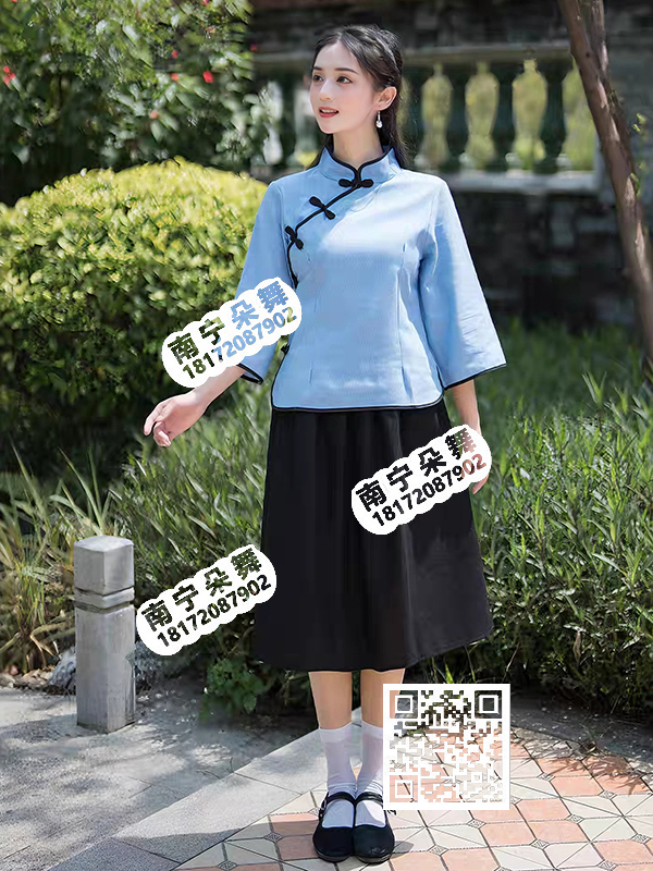 蓝五四学生装_民国学生女装_小清新版话剧演出服_合唱服