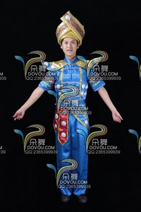 蓝色壮族男装合唱服