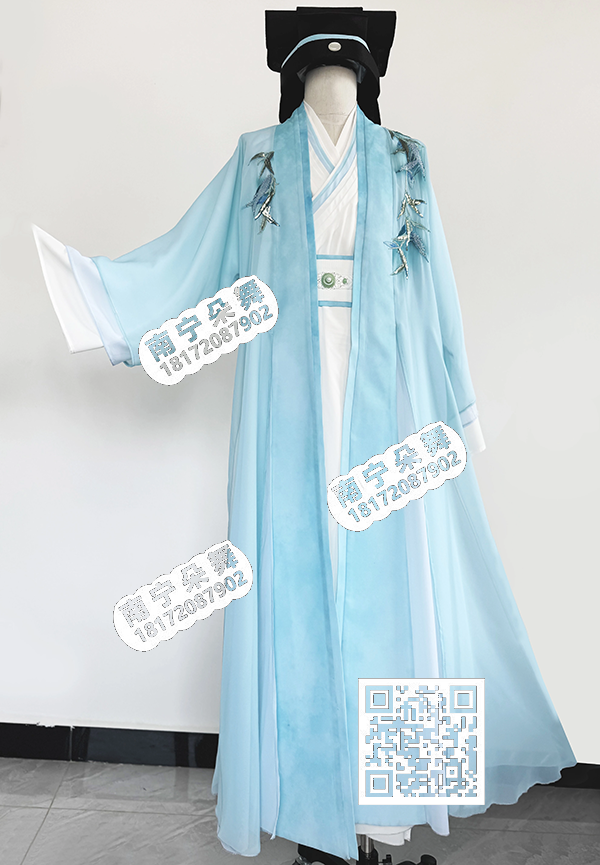 天蓝外褂白里衣白蛇传许仙男古装