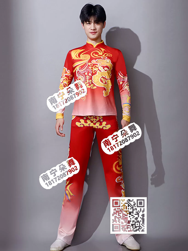 红白渐变金鳞红影现代男衣裤