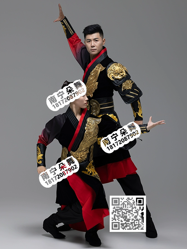 黑红相间金甲神州门神男套装